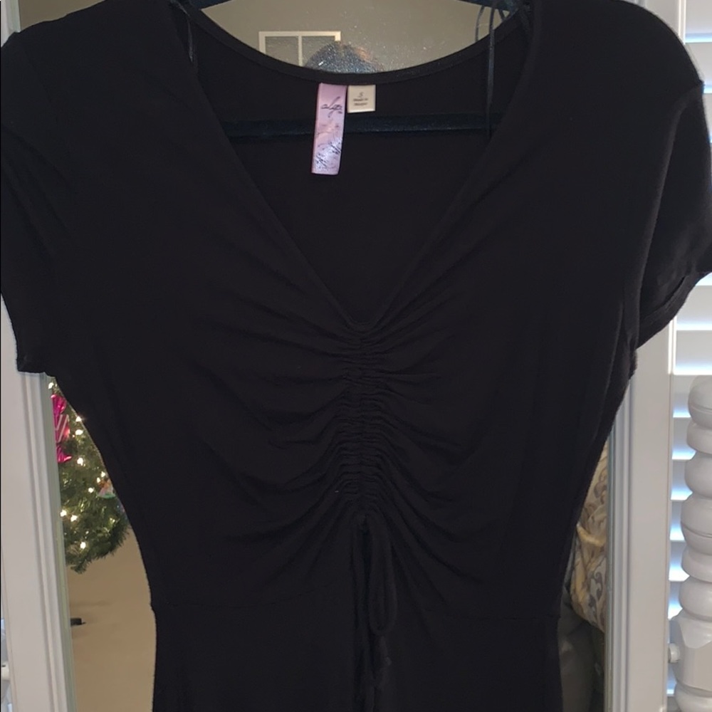 Black dress with ruched front